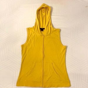 Yellow Hooded Zip-Up Tank Top